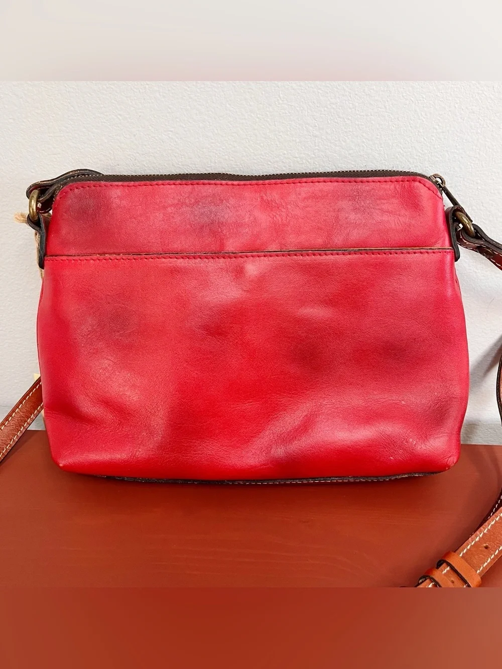 Patricia Nash NWT Avellino Oil Rubbed Leather Crossbody Purse Poppy Red